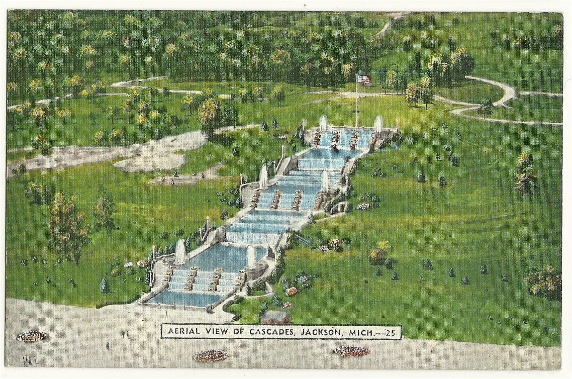 Aerial Maps Michigan Aerial View Cascades Jackson Mi Michigan Postcard In 2019 Historic