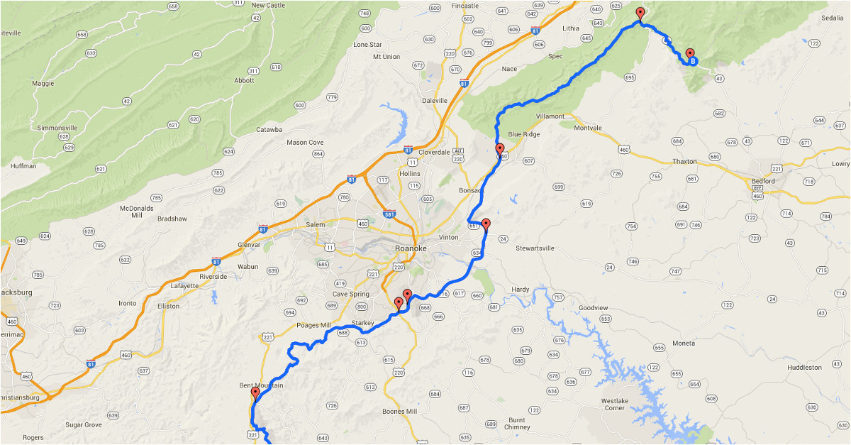 Blue Ridge Mountains Georgia Map Blue Ridge Parkway Map Entry Points