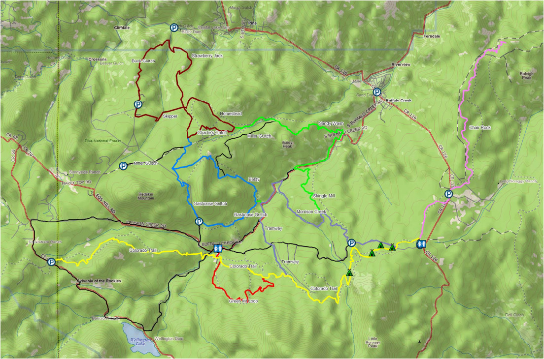 Buffalo Creek Colorado Trail Map Buffalo Creek Mountain Biking Hiking Trail System topo Map Maps