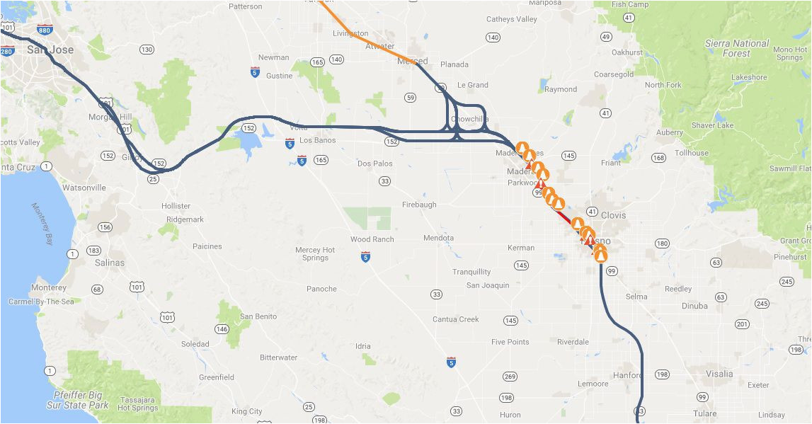 Bullet Train California Map Map Shows High Speed Rail S Sluggish Progress Curbed Sf