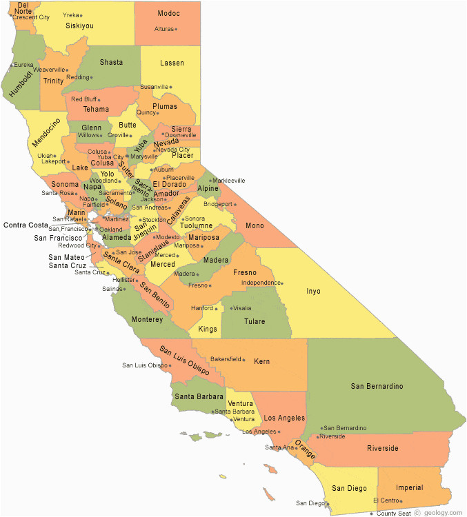 California County Lines Map with Cities California County Map