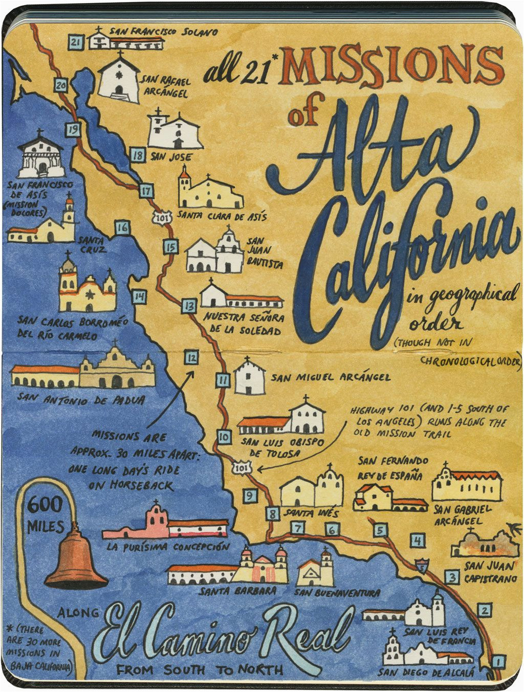 California Map with Missions Earlier This Year I Visited All 21 California Missions and Created