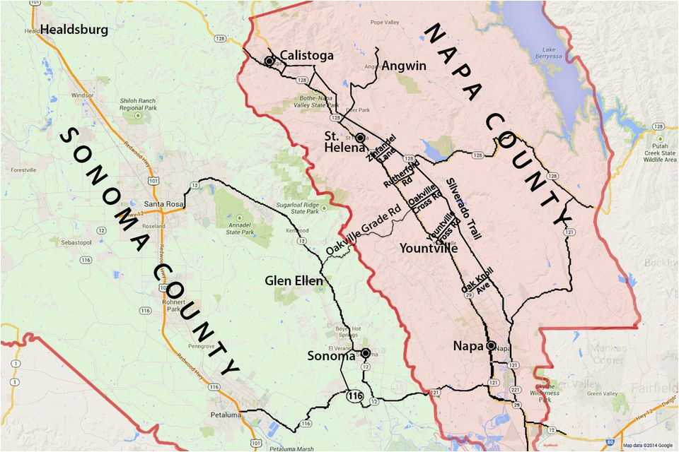 California Wine areas Map Wine Country Map sonoma and Napa Valley