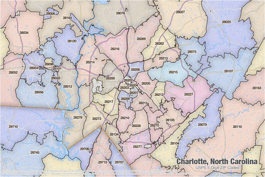 Charlotte north Carolina Zip Code Map Charlotte Zip Code Map Ny County Map