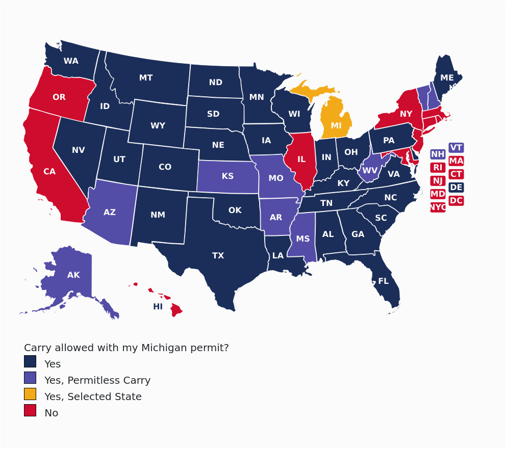 Colorado Ccw Reciprocity Map Michigan Concealed Carry Gun Laws Uscca Ccw Reciprocity Map Last