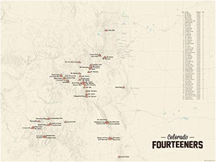 Colorado Fourteeners Map Amazon Com 58 Colorado 14ers Map 18×24 Poster Tan Posters Prints