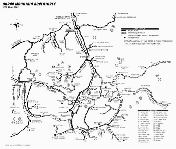 Colorado Ghost town Map Ouray Trail Map Ouray Co Map Ouray Mountain Adventures