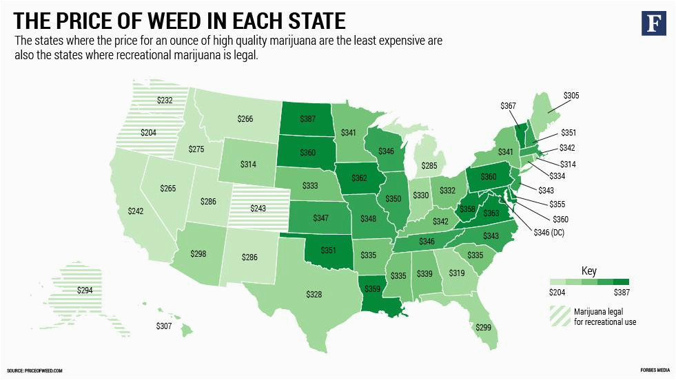 Colorado Pot Shops Map All 50 States Ranked by the Cost Of Weed Hint oregon Wins