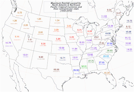 Colorado Rainfall Map List Of Wettest Tropical Cyclones In the United States Wikipedia