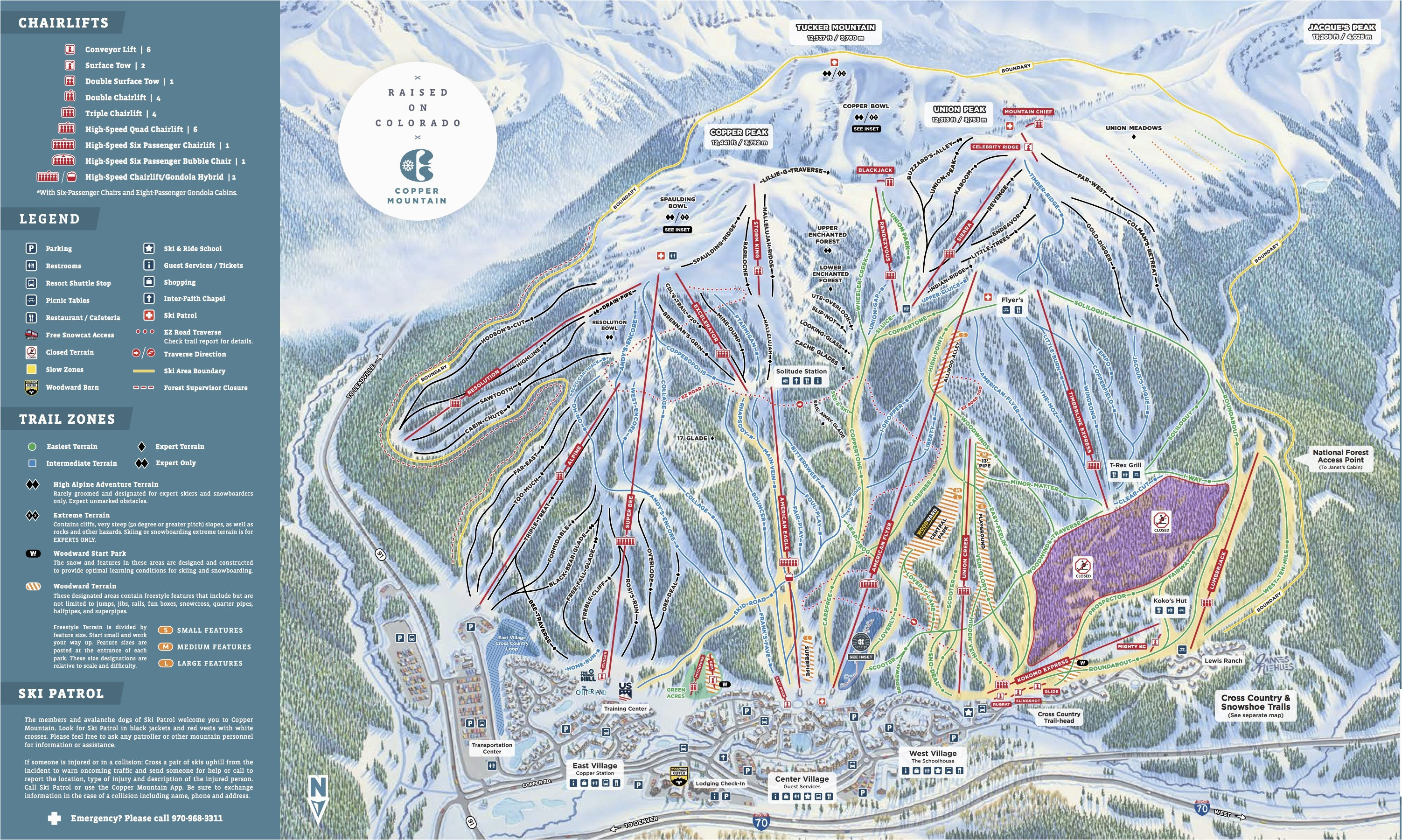 Colorado Ski Report Map Copper Mountain Resort Trail Map Onthesnow