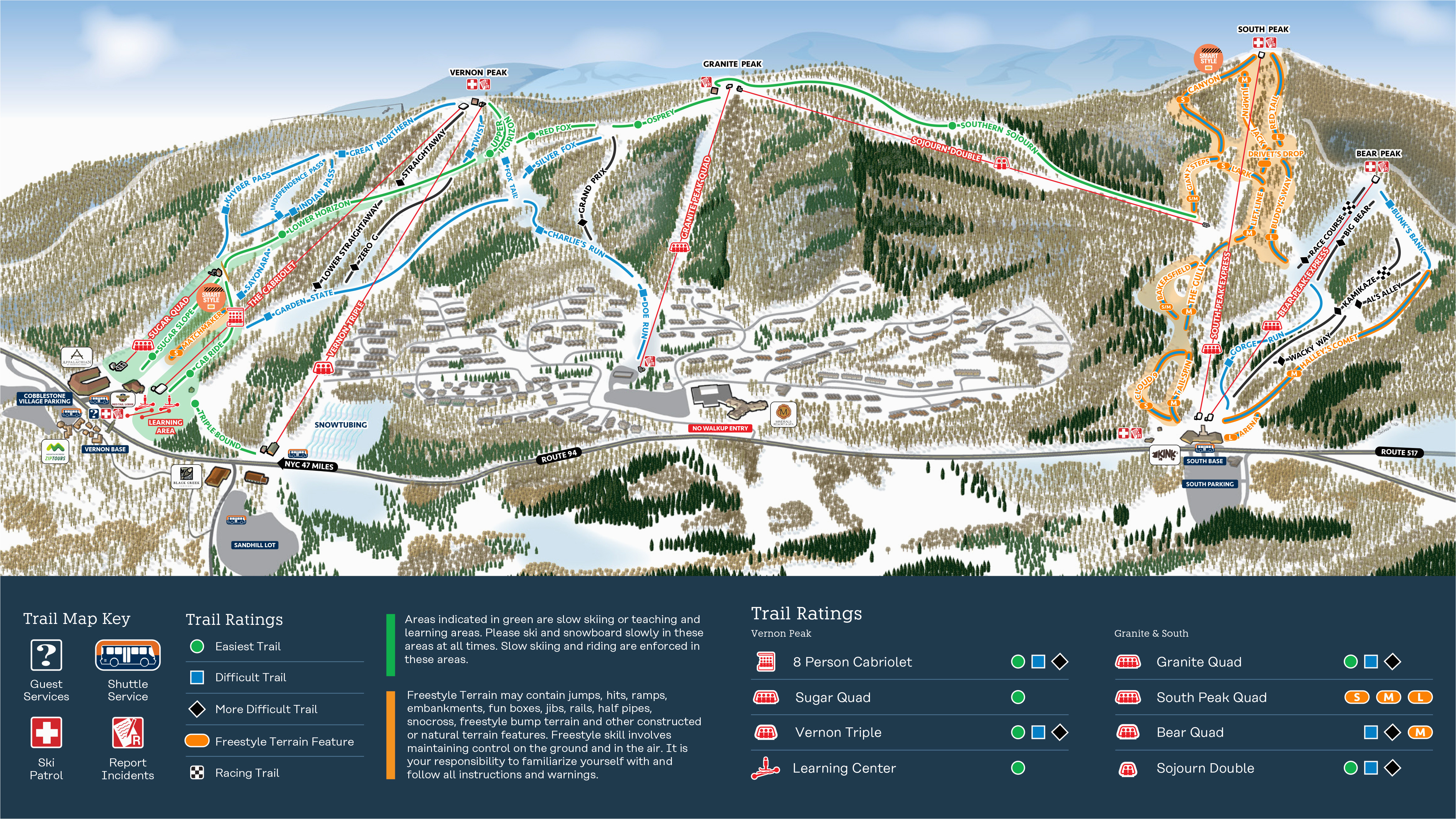 Colorado Ski Report Map Mountain Creek Resort Trail Map Onthesnow