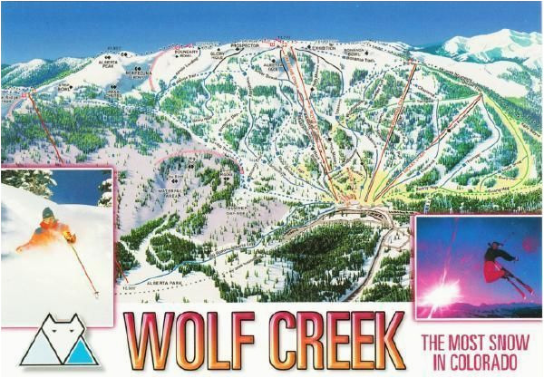 Colorado Ski Report Map Wolf Creek Ski Resort Colorado Trail Map Postcard Ski towns