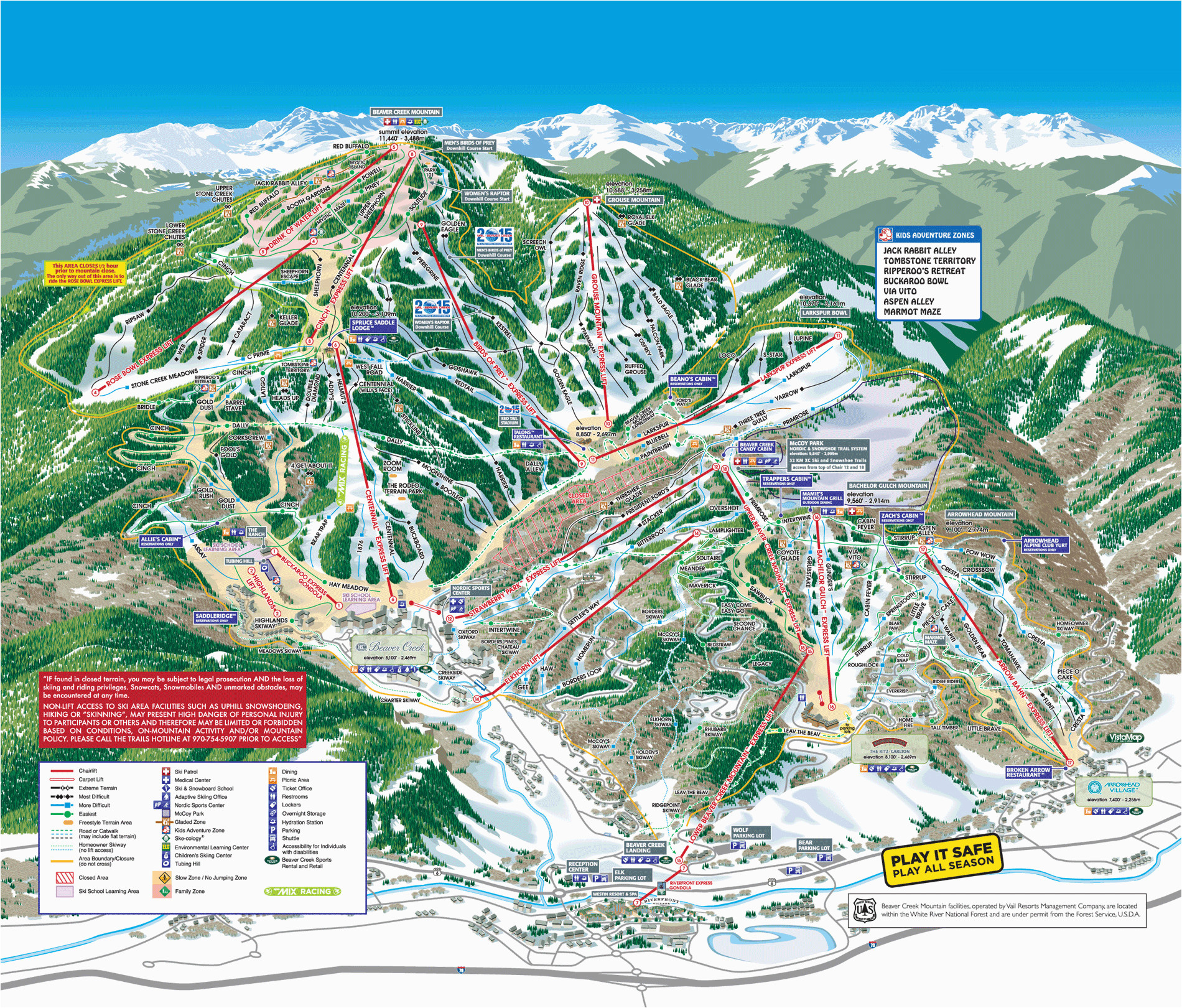 Colorado Skiing Resorts Map Trail Maps Arrowhead at Vail