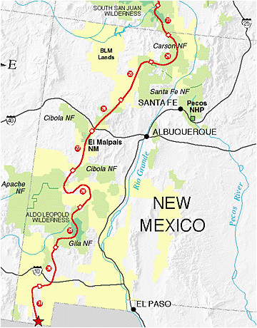 Continental Divide Map Colorado New Mexico Continental Divide National Scenic Trail World Of Maps