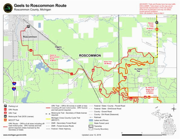 Dnr Michigan Lake Maps Geels to Roscommon Route Mi Dnr Avenza Maps