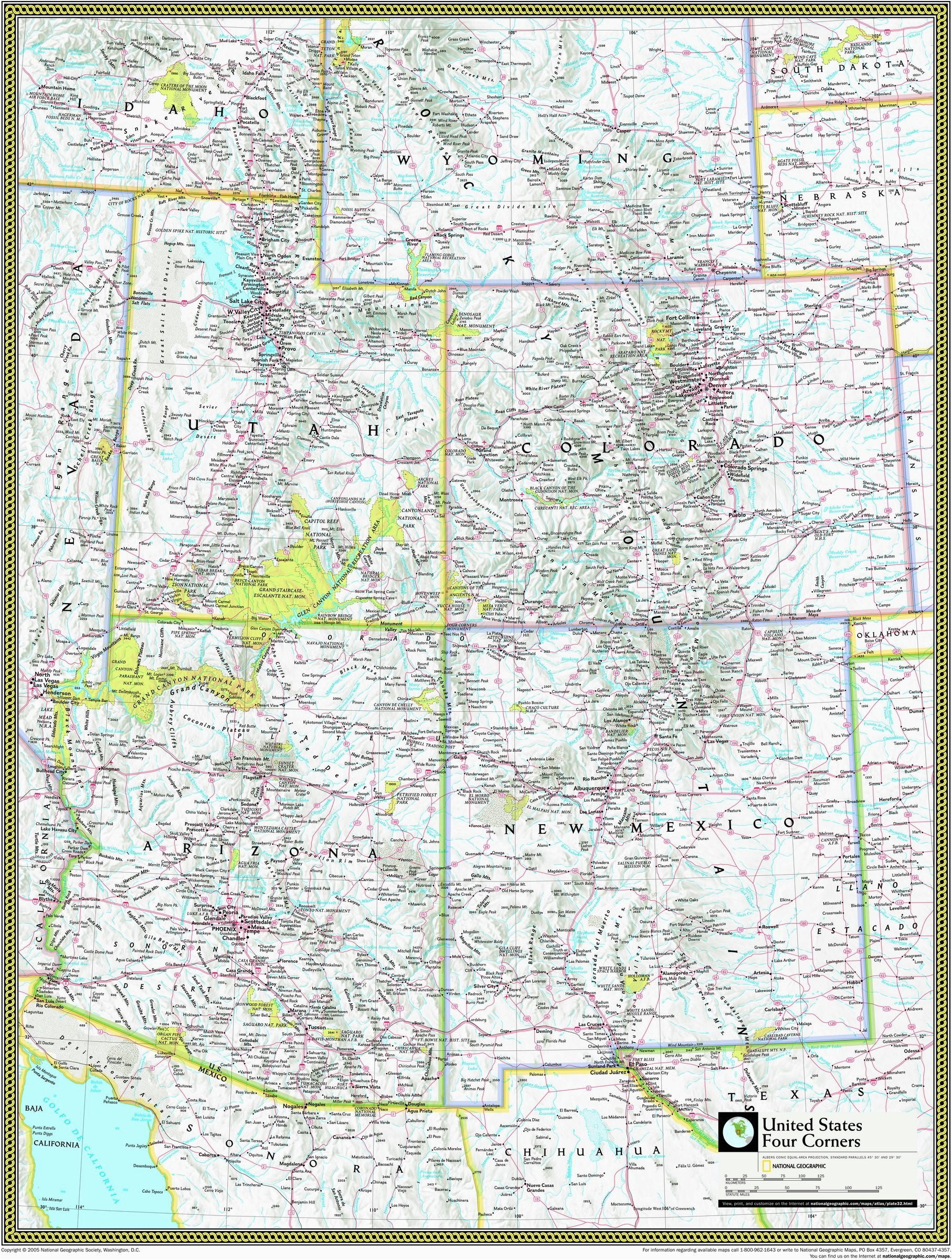 Four Corners Colorado Map Four Corners atlas Wall Map Maps Com