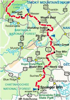 Georgia Appalachian Trail Map Appalachian Trail Planner Website Includes Georgia north Carolina