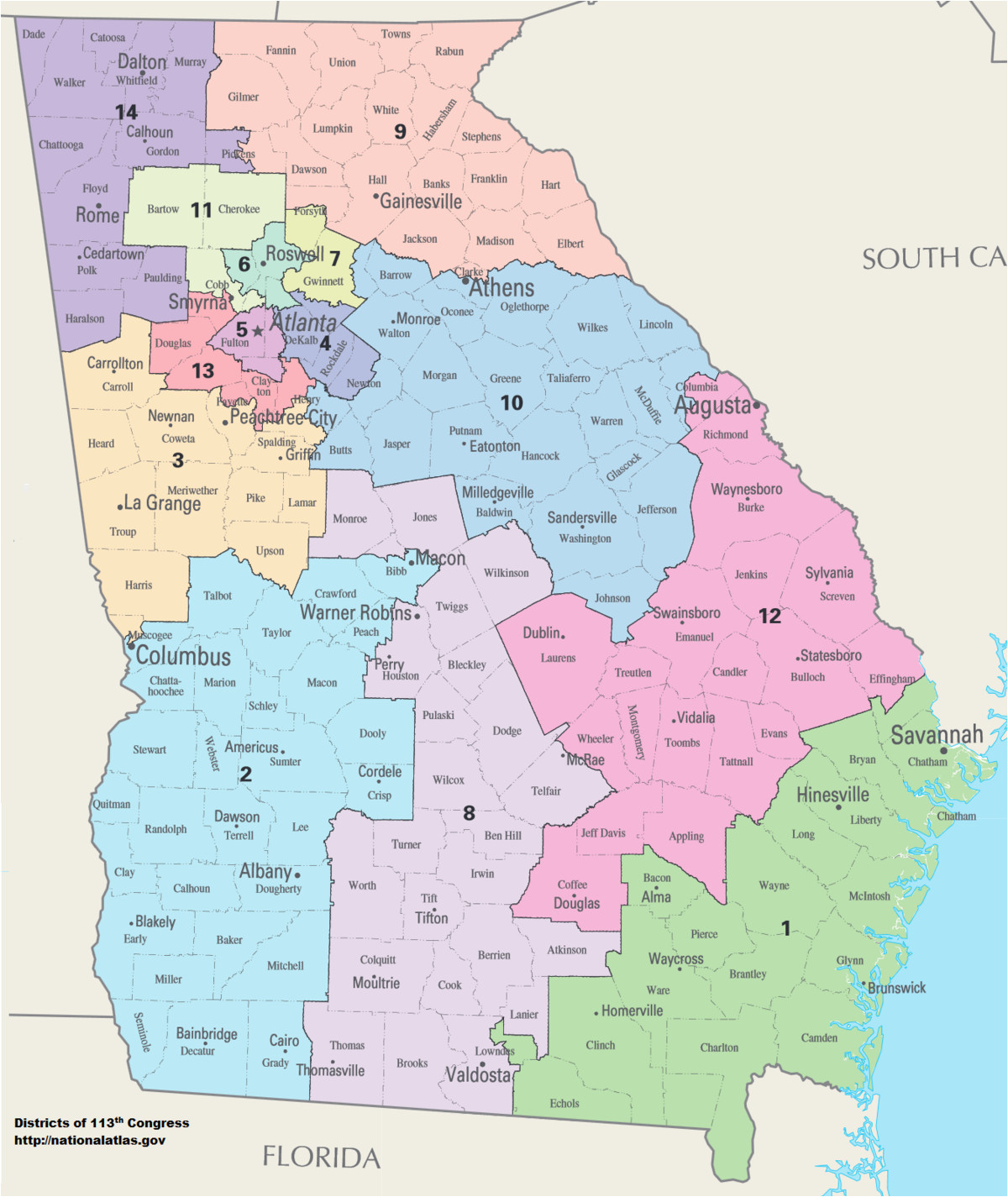 Georgia Counties Maps Georgia S Congressional Districts Wikipedia