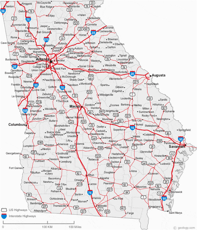 Georgia County Map with Cities Map Of Georgia Cities Georgia Road Map