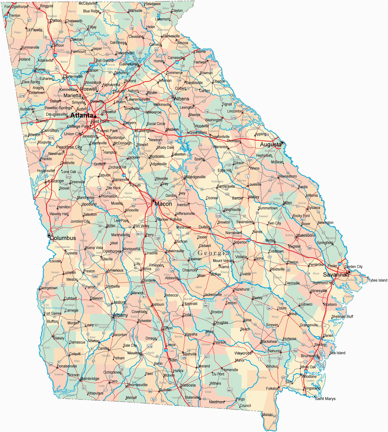 Georgia Hwy Map Driving Map Of southern California Valid Georgia Road Map Ga Road