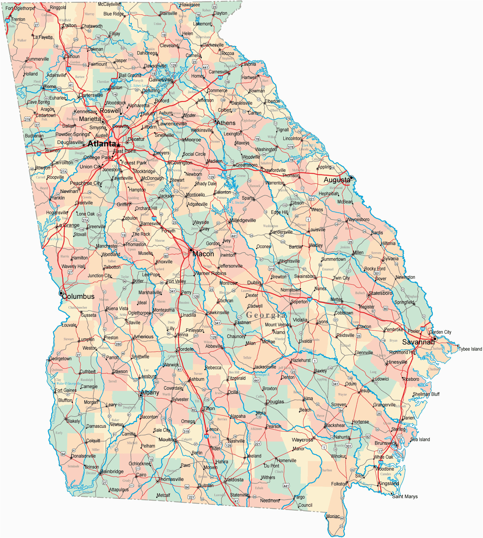 Georgia Relief Map Georgia Road Map Ga Road Map Georgia Highway Map