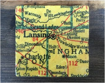 Glen Arbor Michigan Map Traverse City Michigan Map Coaster with Cork Backing Leelanau Etsy