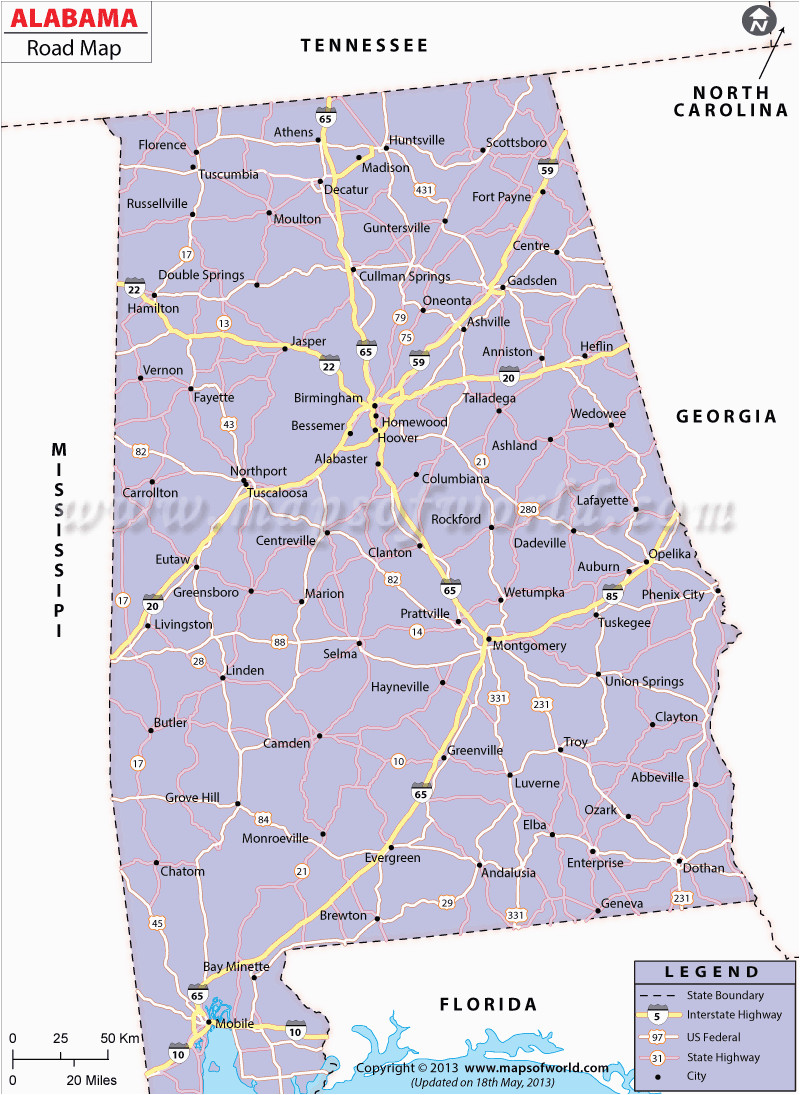 Highway Map Of Alabama Alabama Road Map Alabama Highways Map Alabama Interstates