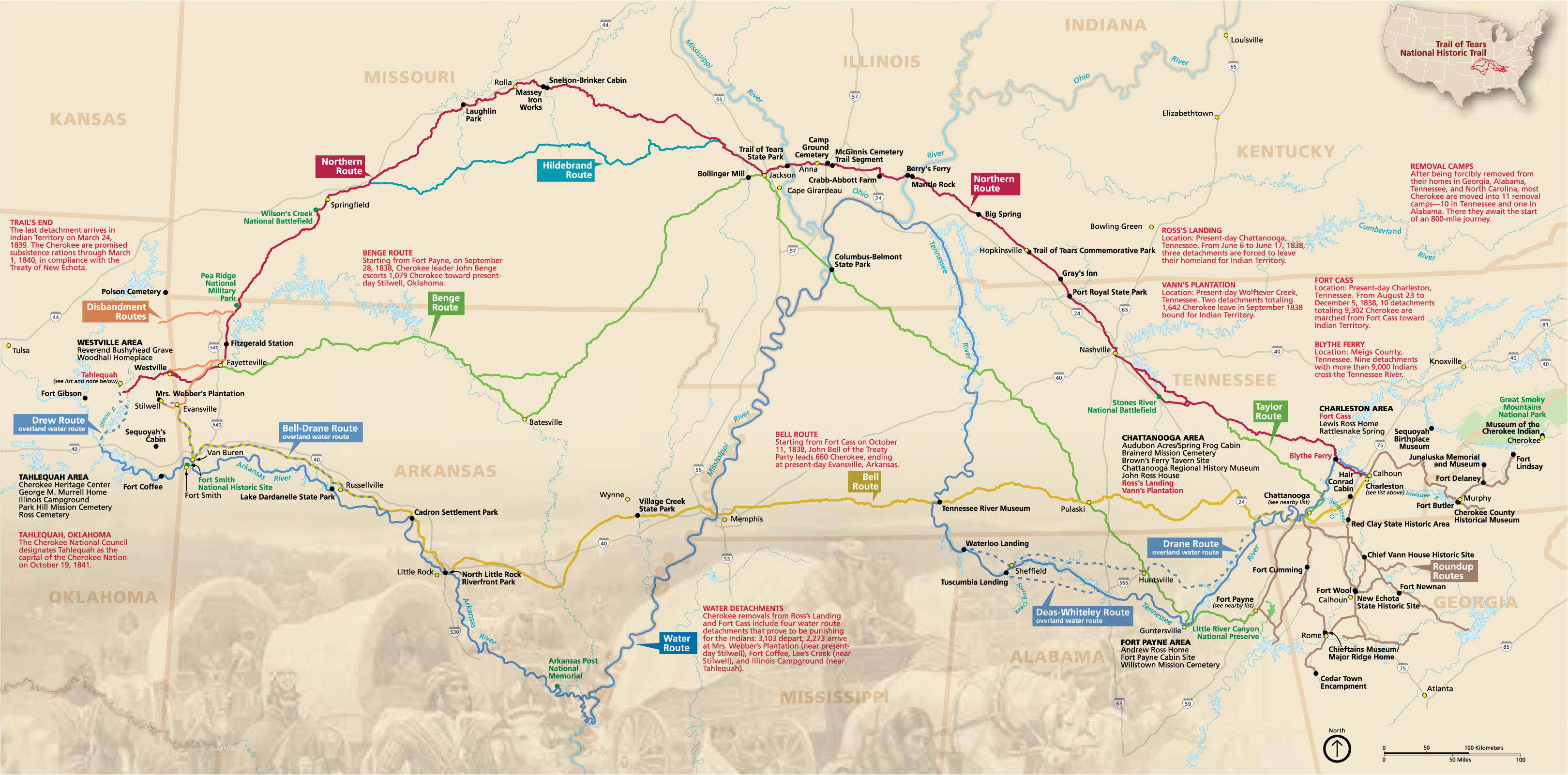 Indian Creek Trail Map Colorado Maps Trail Of Tears National Historic Trail U S National Park