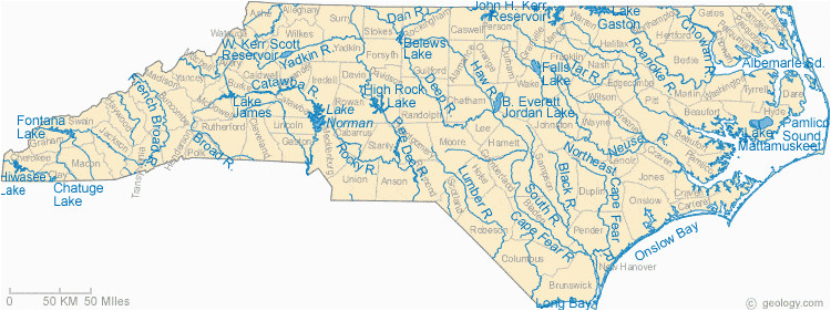 Lakes In north Carolina Map Map Of north Carolina