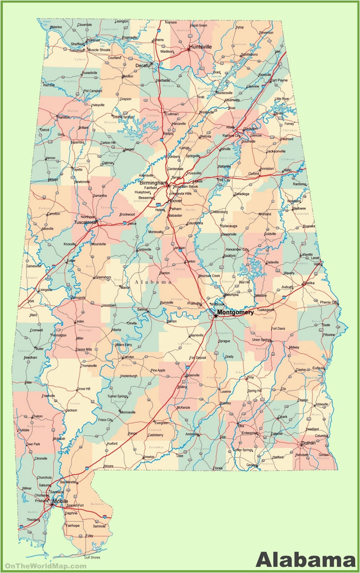 Large Map Of Alabama Large Detailed Map Of Alabama