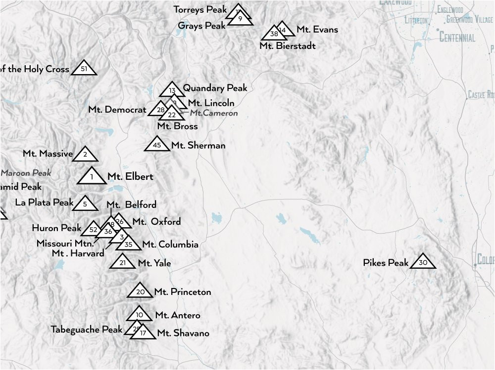 Map Of 14000 Foot Peaks In Colorado Amazon Com Best Maps Ever 58 Colorado 14ers Map Framed 18×24 Poster