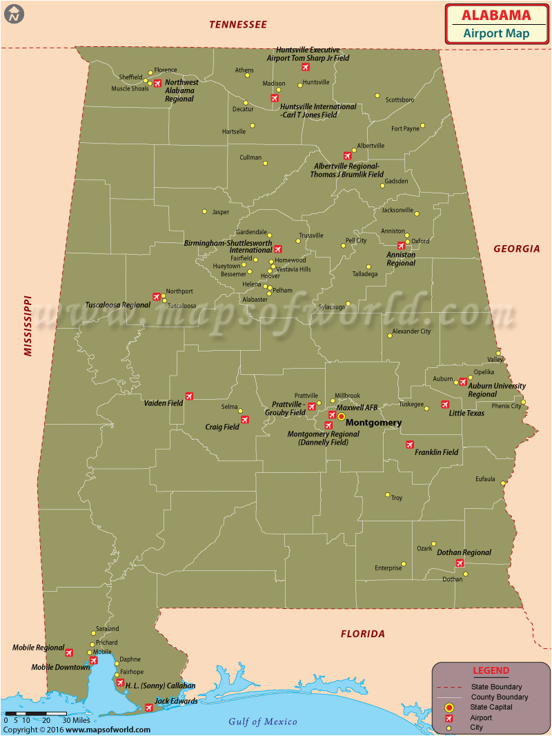 Map Of Alabama Airports Airports In Alabama Alabama Airports Map