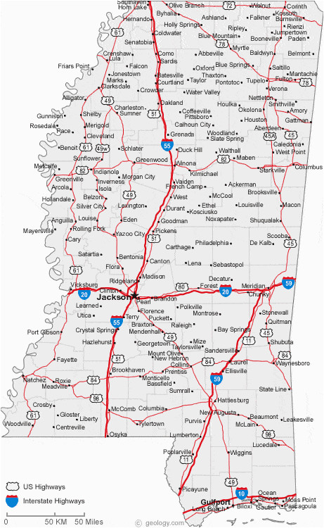 Map Of Alabama and Mississippi Counties Map Of Mississippi Cities Mississippi Road Map