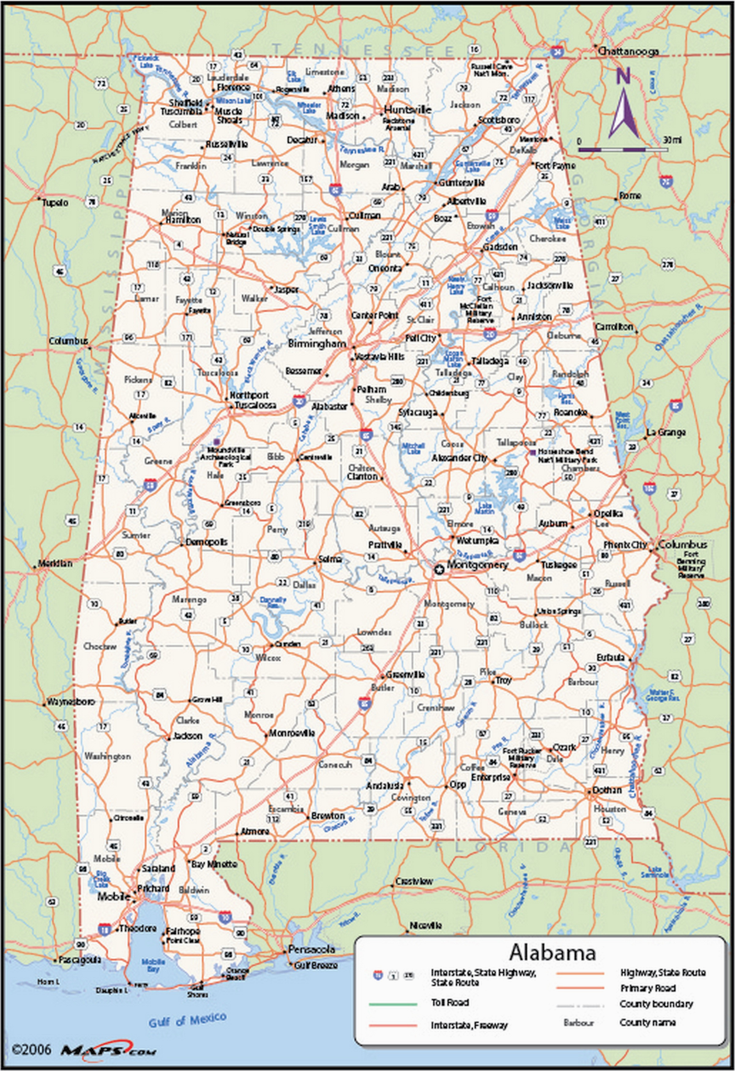 Printable Alabama Map