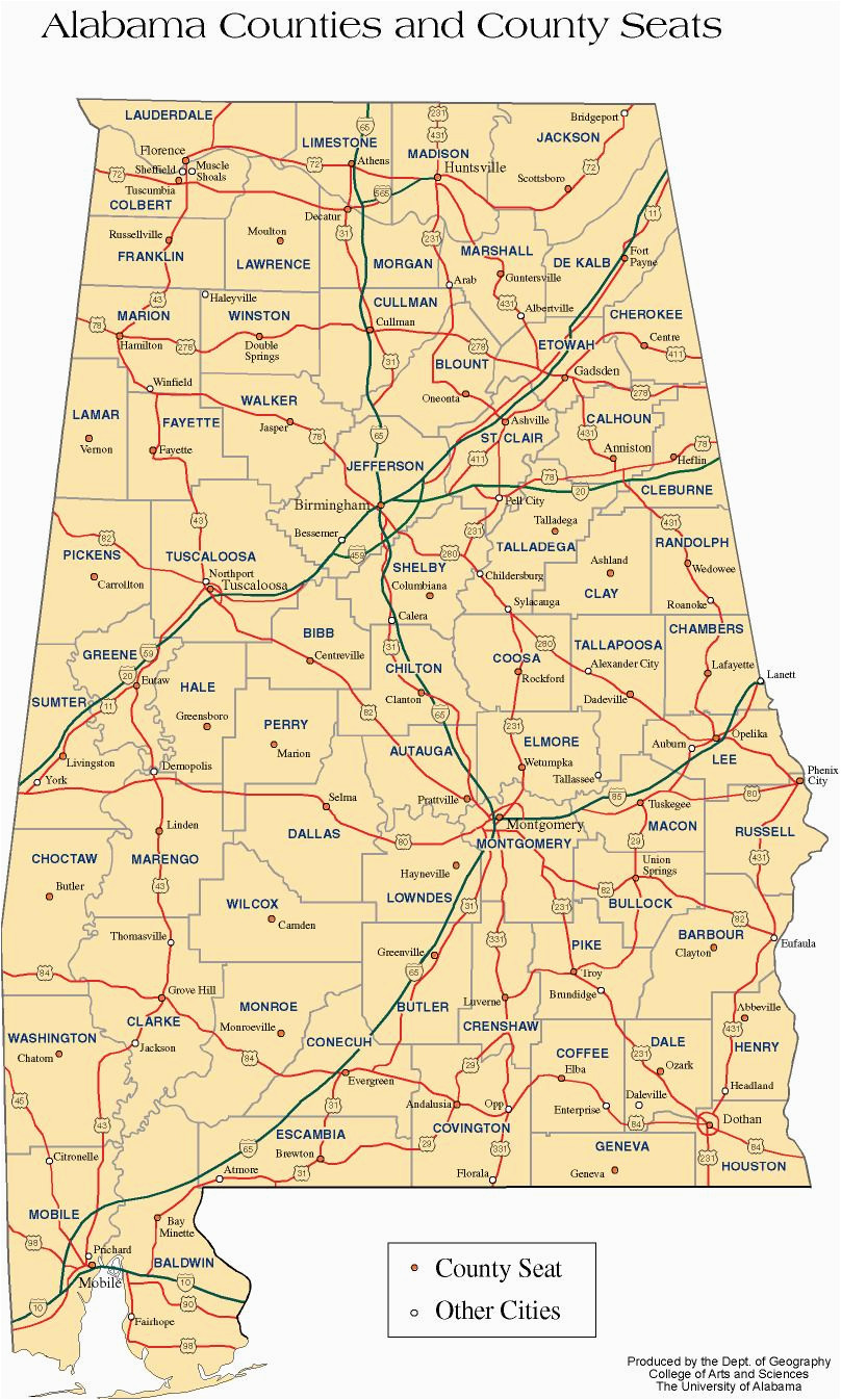 Alabama County Map Printable