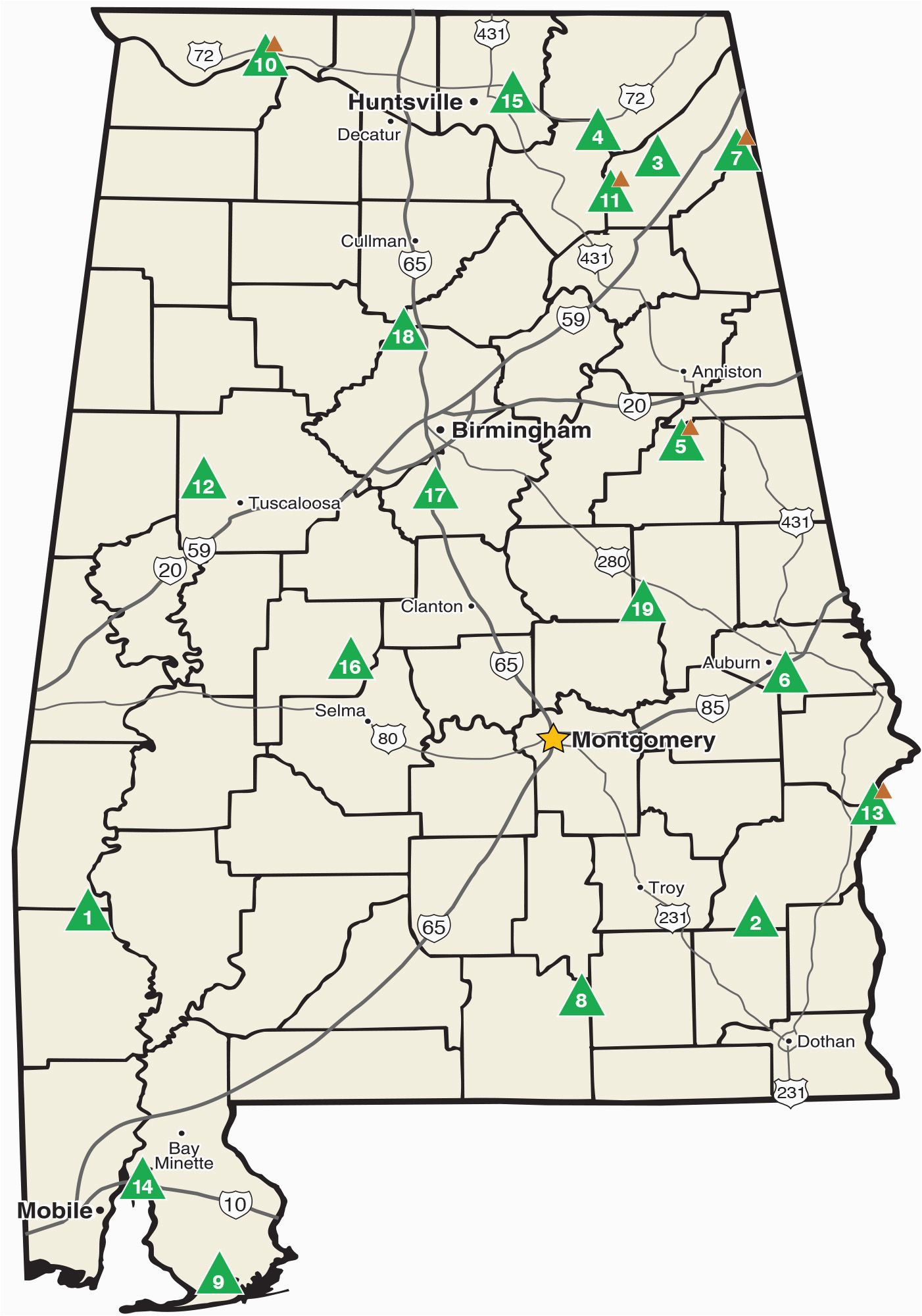 Map Of Alabama State Parks Alabama State Parks Map Road Trip In 2019 Pinterest State