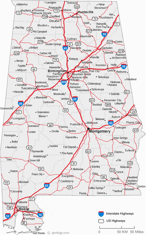 Map Of Alabama with Interstate Exits Map Of Alabama Cities Alabama Road Map