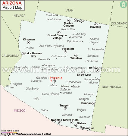 Map Of Arizona Airports Arizona Airports Map