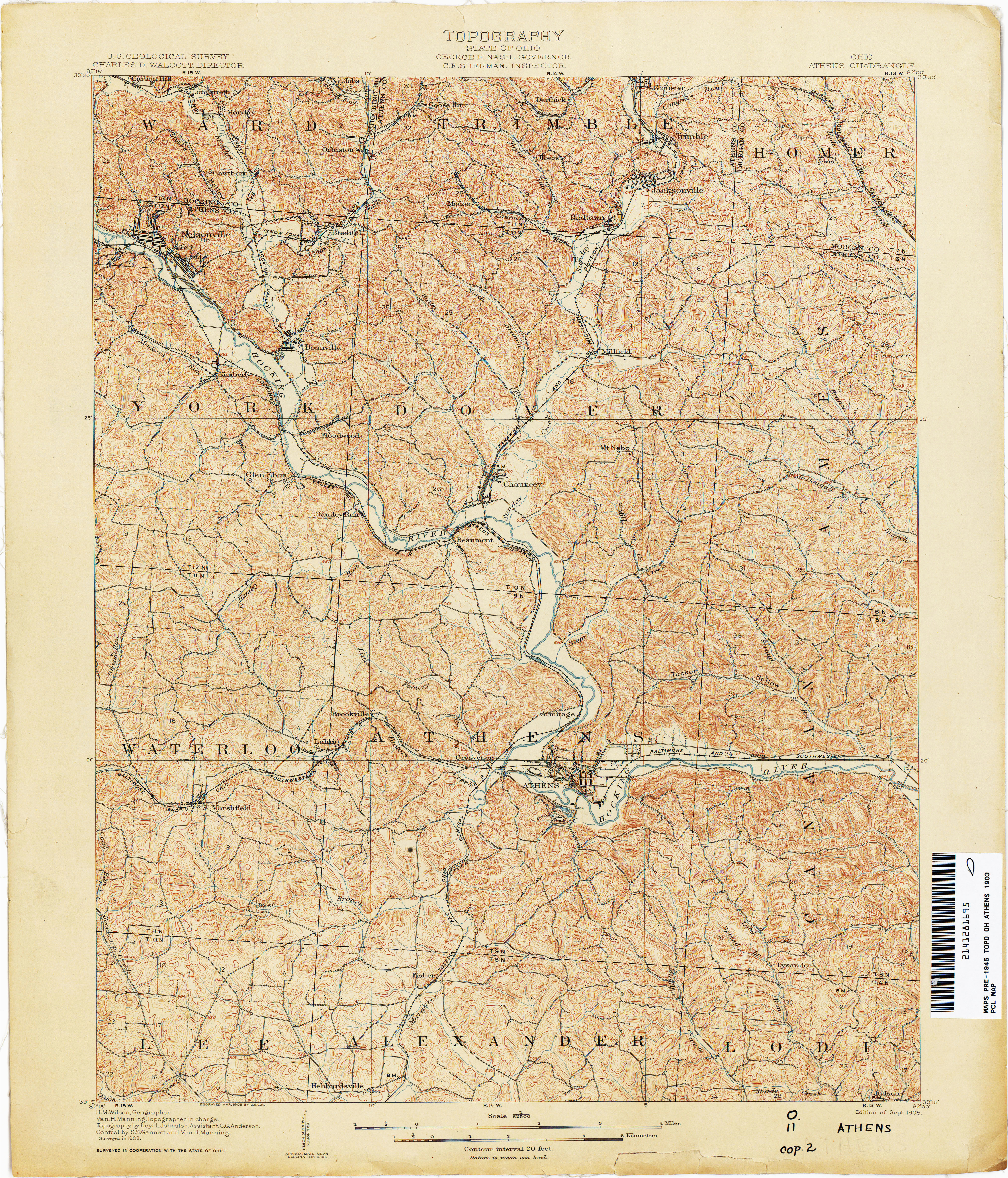 Map Of athens County Ohio Ohio Historical topographic Maps Perry Castaa Eda Map Collection