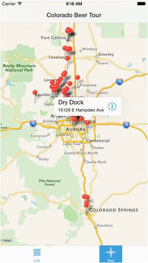 Map Of Aurora Colorado Colorado Beer tour On the App Store