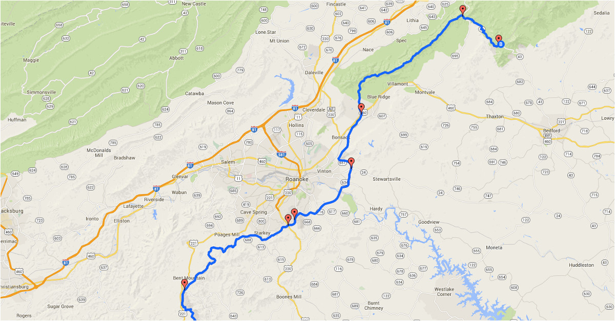 Map Of Blue Ridge Georgia Blue Ridge Parkway Map Entry Points