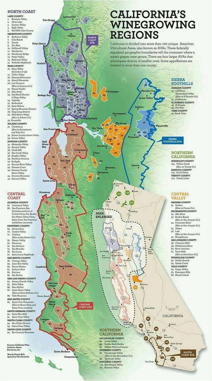 Map Of California Avas California Wine Regions Usa Beer Cider Wine