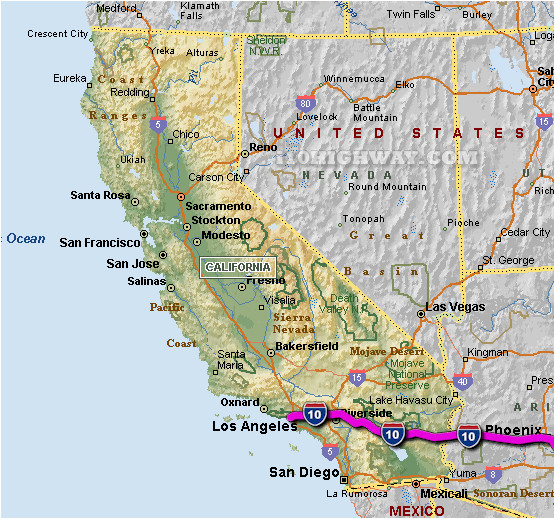 Map Of California Highway 1 I 10 California Map