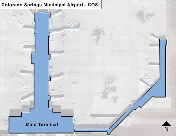 Map Of Colorado Airports Colorado Springs Municipal Cos Airport Terminal Map