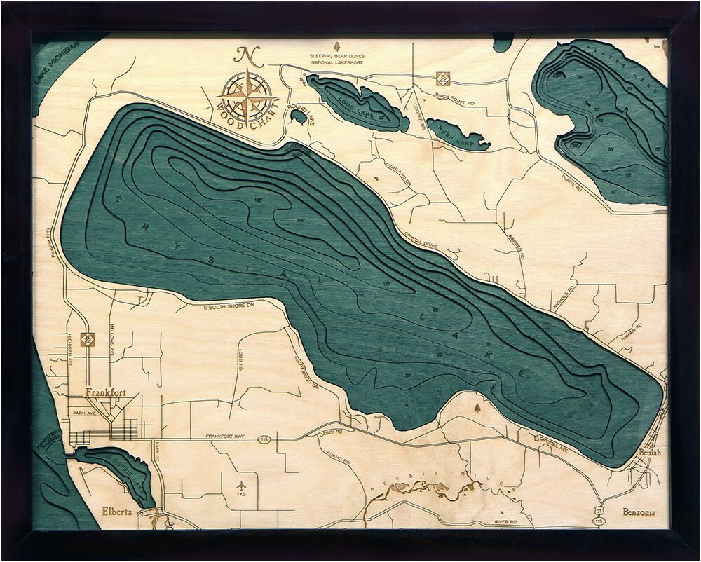 Map Of Crystal Lake Michigan Bathymetric Maps Michigan Scrimshaw Gallery