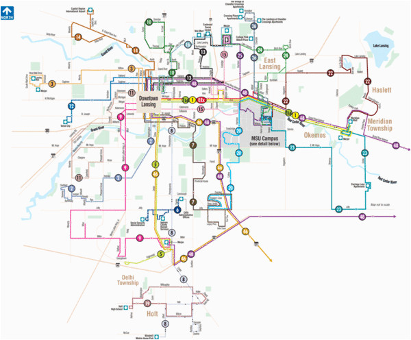 Map Of East Lansing Michigan Lansing Michigan Public Transportation Map Lansing Mappery