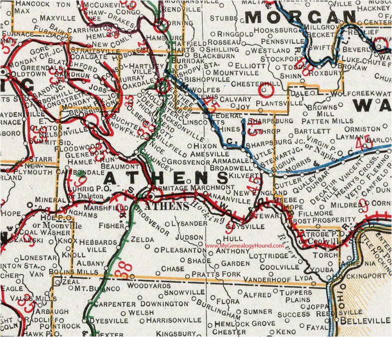 Map Of Hancock County Ohio athens County Ohio 1901 Map Albany Nelsonville Oh