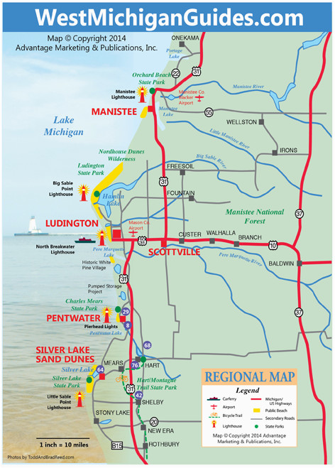 Map Of Ludington Michigan area West Michigan Guides West Michigan Map Lakeshore Region Ludington