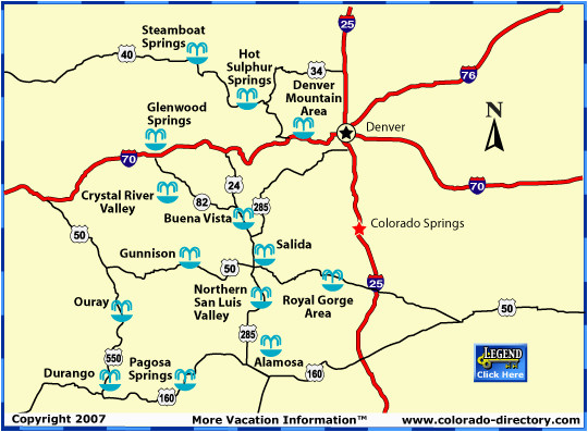 Map Of Natural Hot Springs In Colorado Map Of Colorado Hots Springs Locations Also Provides A Nice List Of