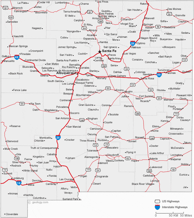 Map Of northern New Mexico and southern Colorado Map Of New Mexico Cities New Mexico Road Map